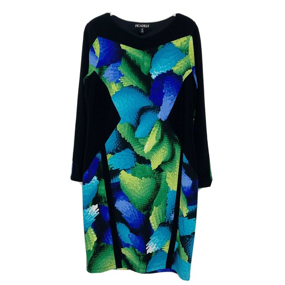 PICADILLY Women’s Multicolor TieDye Long Sleeve Knit Sheath Dress Size M E5 - Picture 1 of 5